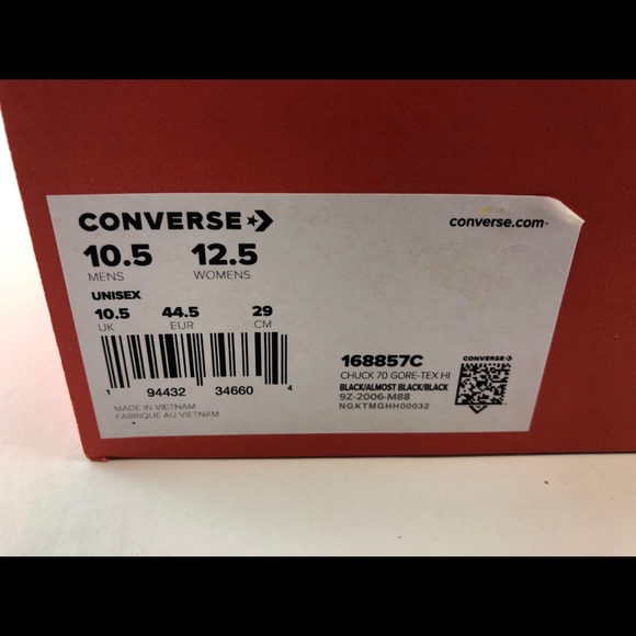 Converse Chuck 70 Gore-Tex High Top Utility Black Mens Size 10.5 168857C New DS - Picture 8 of 11